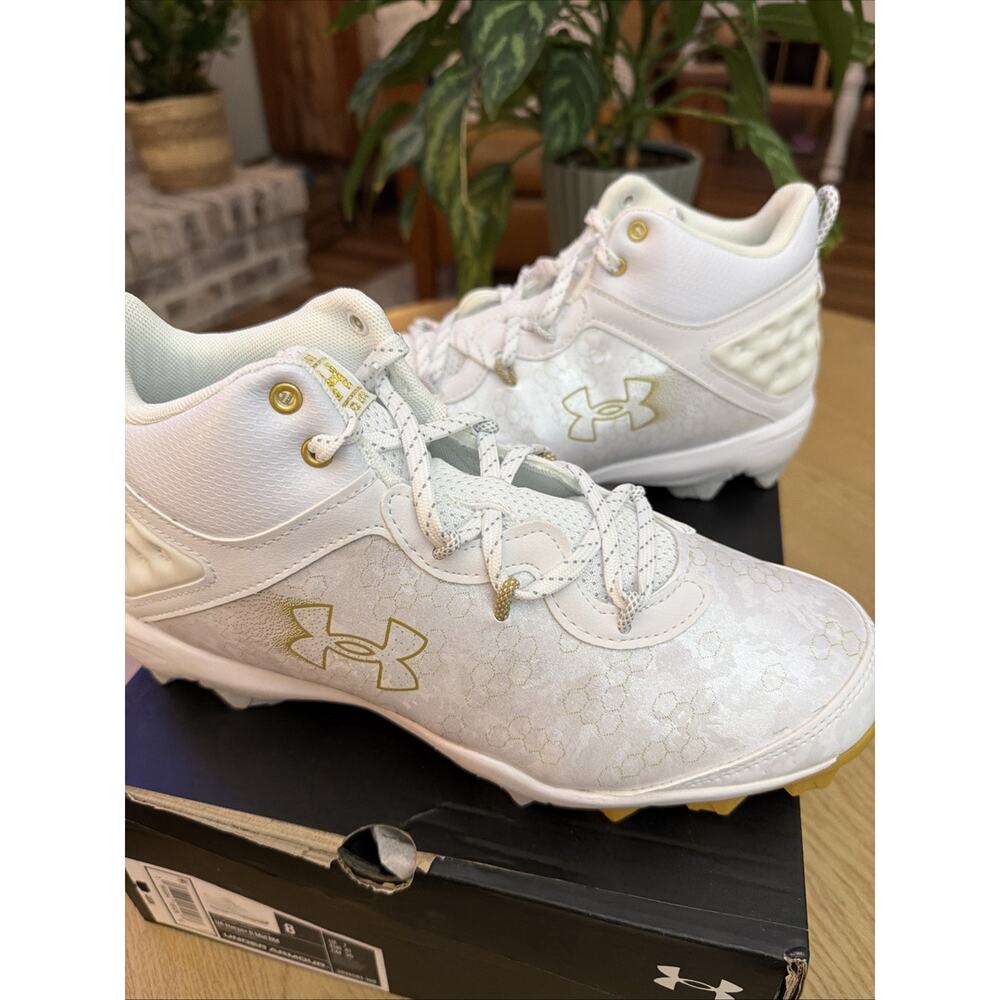 Under Armour Harper 8 Mid RM Mens 8 White Baseball Cleats 3026592-100
